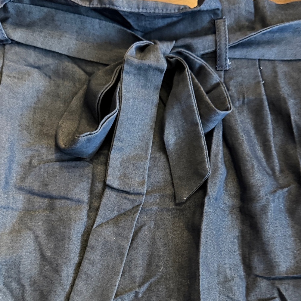 Bar III Dark Blue Paperbag Tie-Waist Pencil Skirt - Picture 2 of 6